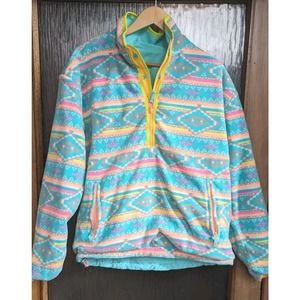 Chubbies Mattterhorn Aztec Sherpa Fleece Zip Jacket Mens L Neon Retro Gorpcore